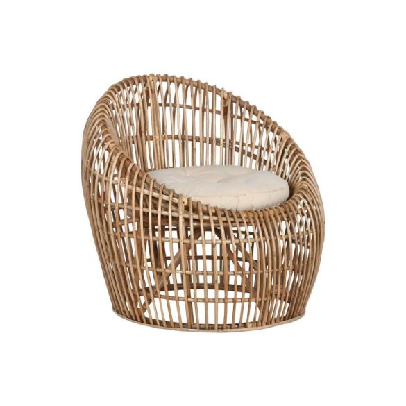 Fotel párnával rattan, bambusz 70x70x74 cm natúr, bézs