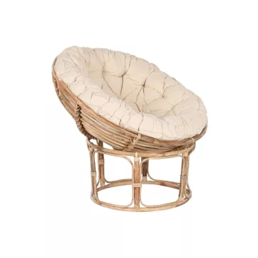   Kagylófotel párnával rattan, bambusz 91x65x81 cm natúr, bézs