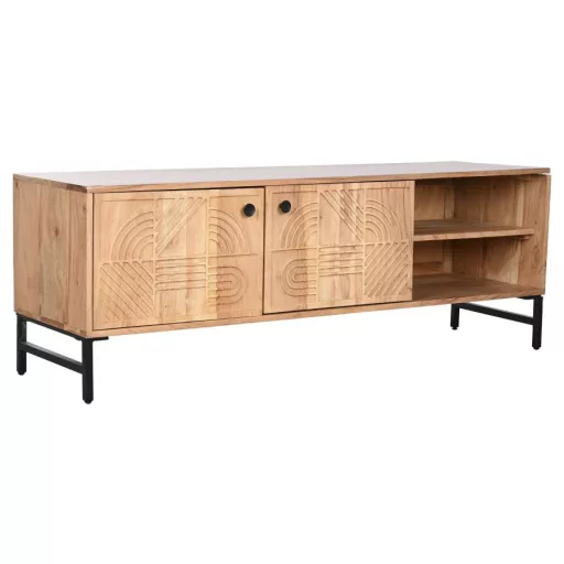 Tv-s szekrény akácfa, fém 145x40x52 cm barna, fekete