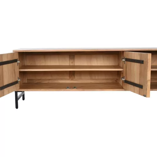 Tv-s szekrény akácfa, fém 145x40x52 cm barna, fekete