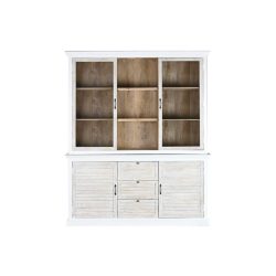 Vitrin 3 fiókkal mangófa, üveg 180x45x220 cm natúr
