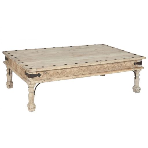 Dohányzóasztal tömörfa 150x90x45 cm natúr