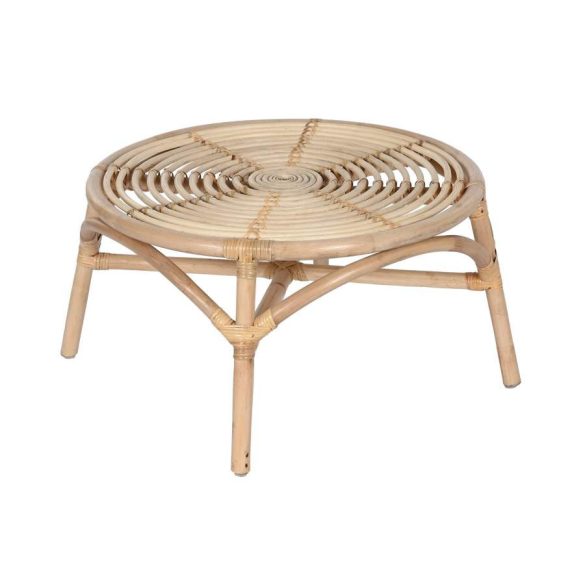 Kisasztal kerek rattan 65x65x35 cm natúr