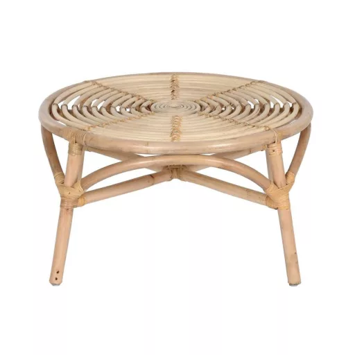 Kisasztal kerek rattan 65x65x35 cm natúr