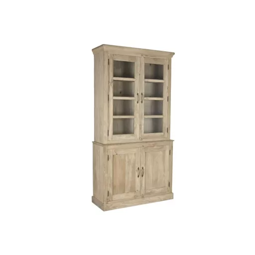 Vitrin fa, üveg 122x43x230 cm natúr