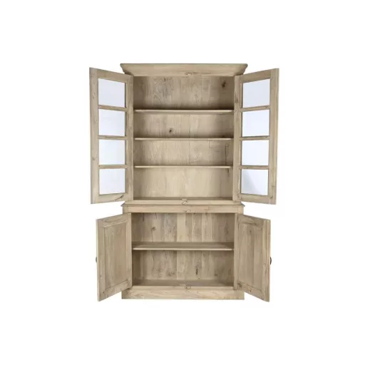 Vitrin fa, üveg 122x43x230 cm natúr