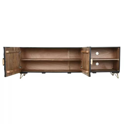 Tv-s szekrény mangófa, fém 160x40x50 cm fekete