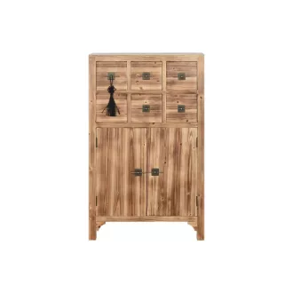 Fiókos szekrény lucfenyő, mdf 63x27x101 cm natúr, piros
