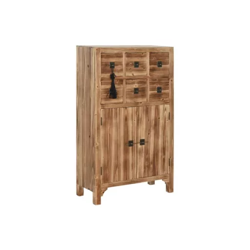 Fiókos szekrény lucfenyő, mdf 63x27x101 cm natúr, piros