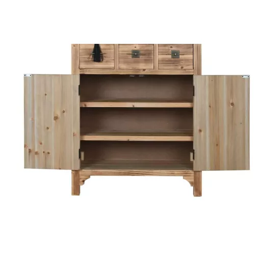 Fiókos szekrény lucfenyő, mdf 63x27x101 cm natúr, piros