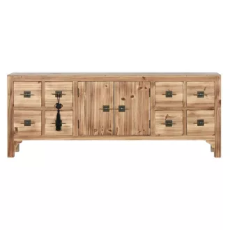 Tv-s szekrény lucfenyő, mdf 130x24x51 cm natúr, fekete