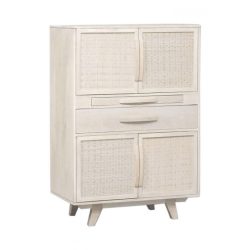 Mueble bar mango ratan 85x40x123 blanco roto