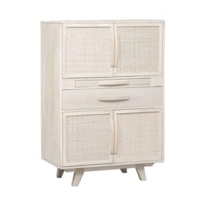 Mueble bar mango ratan 85x40x123 blanco roto