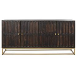 Komód mangófa, fém 157,5x47x76,2 cm sötétbarna, arany