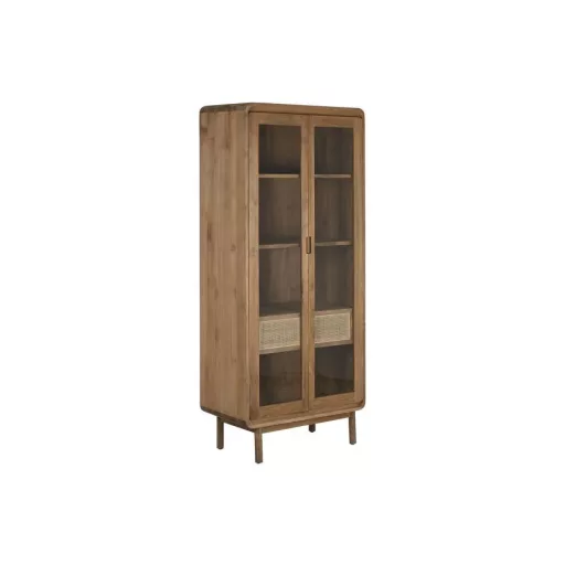 Vitrin teakfa, üveg 80x45x190 cm natúr