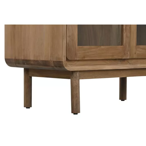Vitrin teakfa, üveg 80x45x190 cm natúr