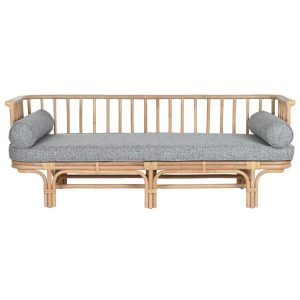 Kanapé bambusz, rattan 195x75x70 cm natúr, szürke