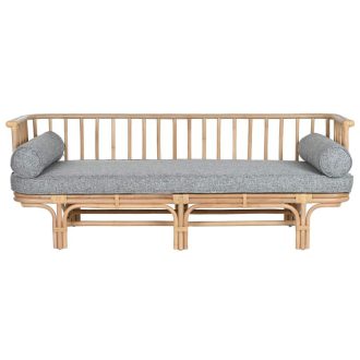 Kanapé bambusz, rattan 195x75x70 cm natúr, szürke