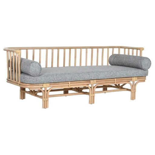 Kanapé bambusz, rattan 195x75x70 cm natúr, szürke