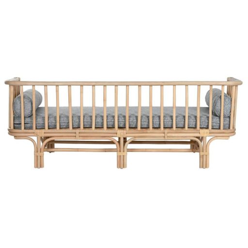 Kanapé bambusz, rattan 195x75x70 cm natúr, szürke