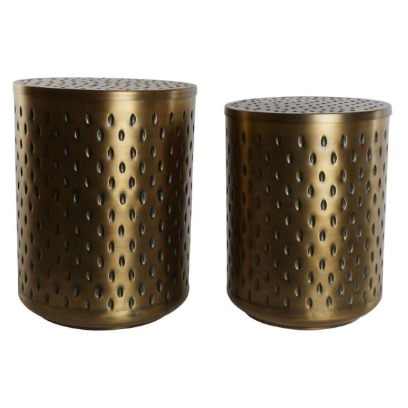 Mesita auxiliar set 2 metal 43x43x54 tapa dorado