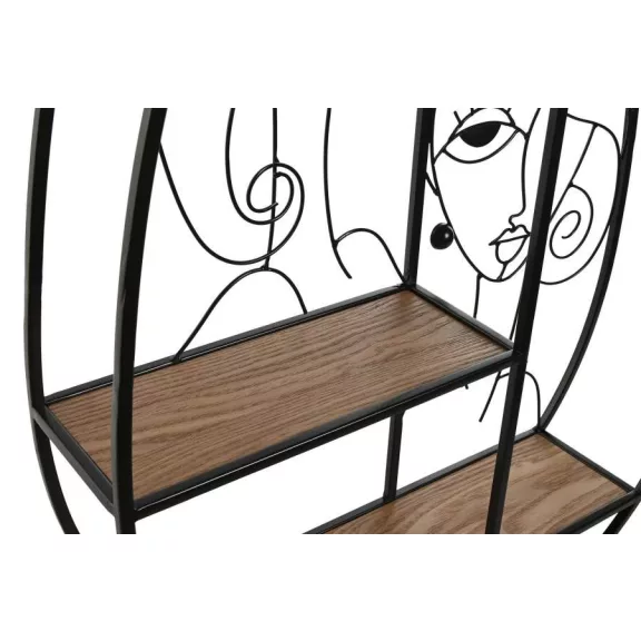 Polc falra fém, mdf 53x12,2x72 cm fekete, natúr