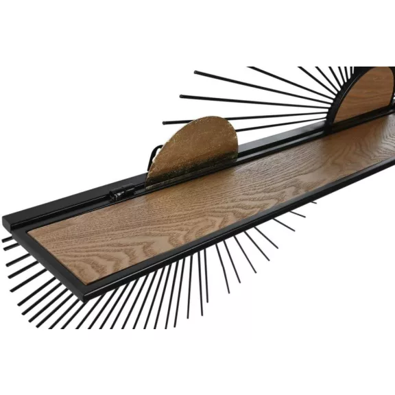 Polc falra fém, mdf 70x12x51 cm fekete, natúr