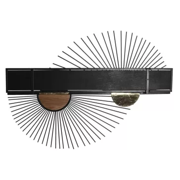 Polc falra fém, mdf 70x12x51 cm fekete, natúr