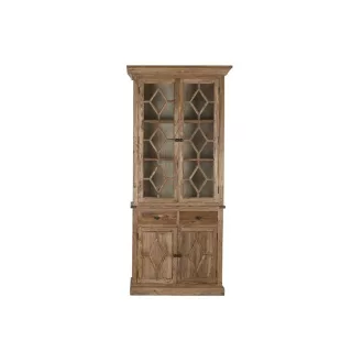   Vitrin újrahasznosított fa, szilfa, üveg 100x45x220 cm natúr