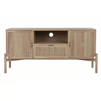 Tv-s szekrény lucfenyő, rattan 126x40x60 cm natúr