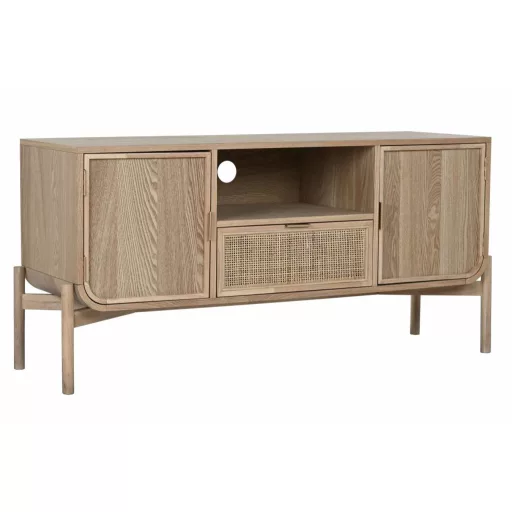 Tv-s szekrény lucfenyő, rattan 126x40x60 cm natúr