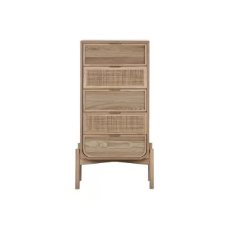 Komód lucfenyő, rattan 52x35x100 cm natúr