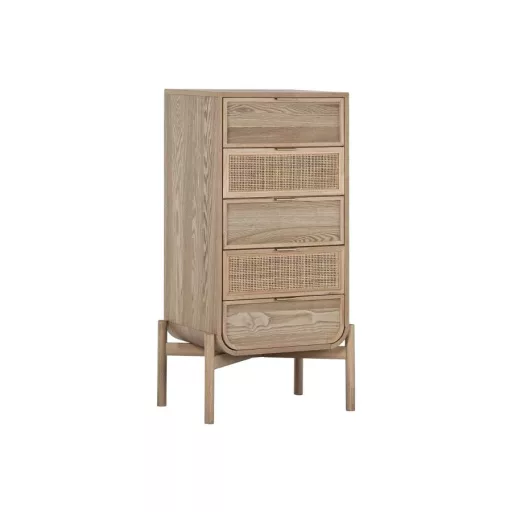 Komód lucfenyő, rattan 52x35x100 cm natúr