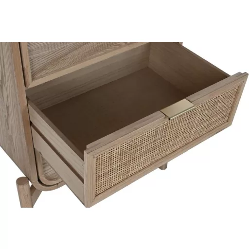 Komód lucfenyő, rattan 52x35x100 cm natúr