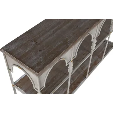 Polc fém 159x36,5x91 cm fehér, barna