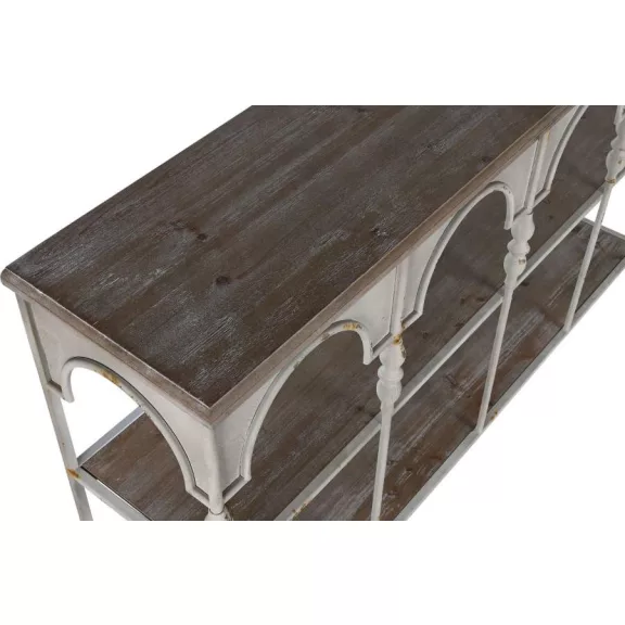 Polc fém 159x36,5x91 cm fehér, barna