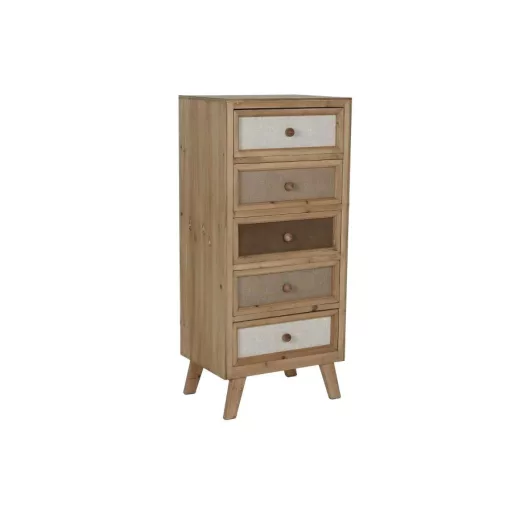 Komód lucfenyő, vászon 48x35x105 cm barna, natúr