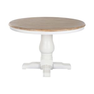Mesa redonda comedor olmo 120x120x76 blanco
