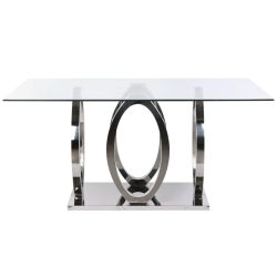 Mesa comedor acero cristal templado 160x90x76