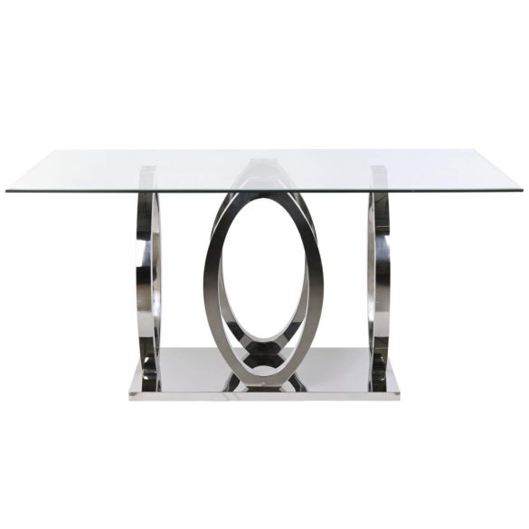 Mesa comedor acero cristal templado 160x90x76