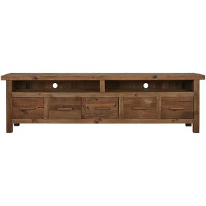 Mueble tv madera reciclada pino 210x48x60 natural