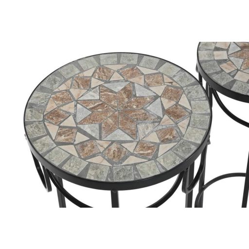 Kisasztal szett kovácsoltvas 30x30x69 cm színes s/3