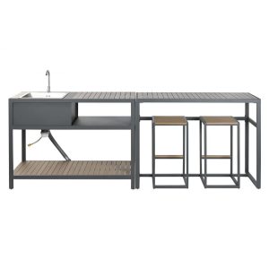 Konyhasziget szett alumínium 127x100x90 cm szürke, fekete s/4