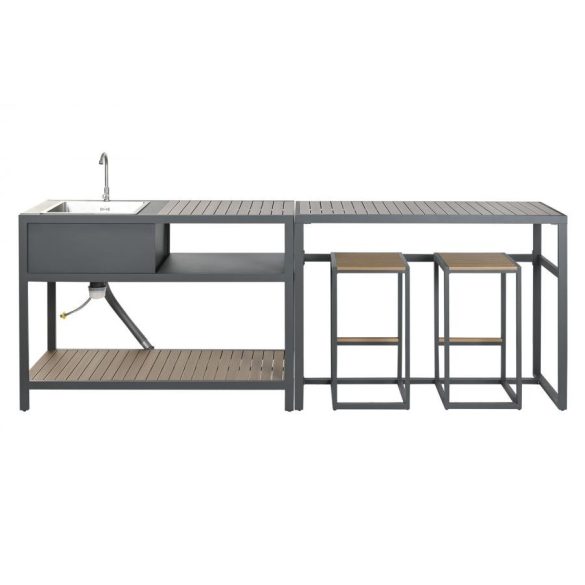 Konyhasziget szett alumínium 127x100x90 cm szürke, fekete s/4