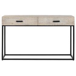 Konzol asztal mangófa 120x30x76 cm fehér