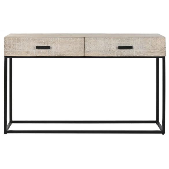 Konzol asztal mangófa 120x30x76 cm fehér