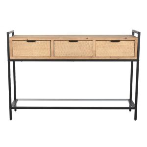 Konzol asztal lucfenyő 121x32x83 cm fekete, natúr