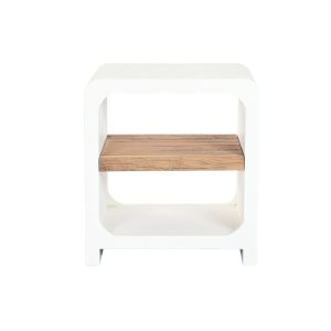 Ágytámla újrahasznosított fa 150x5x130 cm fehér, natúr