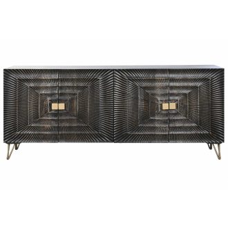 Tálalószekrény mangófa 177x45x75 cm fekete, barna