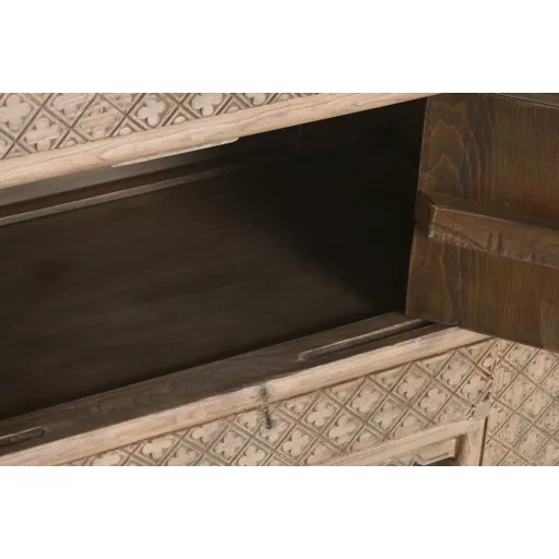 Tv-s szekrény tömör szilfa 180x44x60 cm natúr